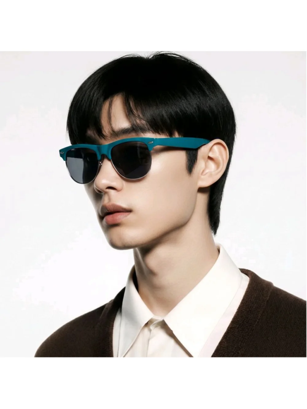 Unisex Vintage 90s AKINZ Teal Frame Retro Sunglasses Coastal Summer Silver Black
